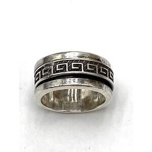 925 Sterling Silver Ring Spinner Greek Key Design Women’s 5.5 Artisan 9.08g